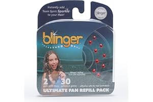 blinger® Ultimate Fan Refill Pack of 30 Dazzling Hair-Safe Gems - Bright Red – as seen on Shark Tank | Hair-Safe Bedazzler Gem Stamper for all the Sports Lovers | Fun Gift, Game Days, Sports