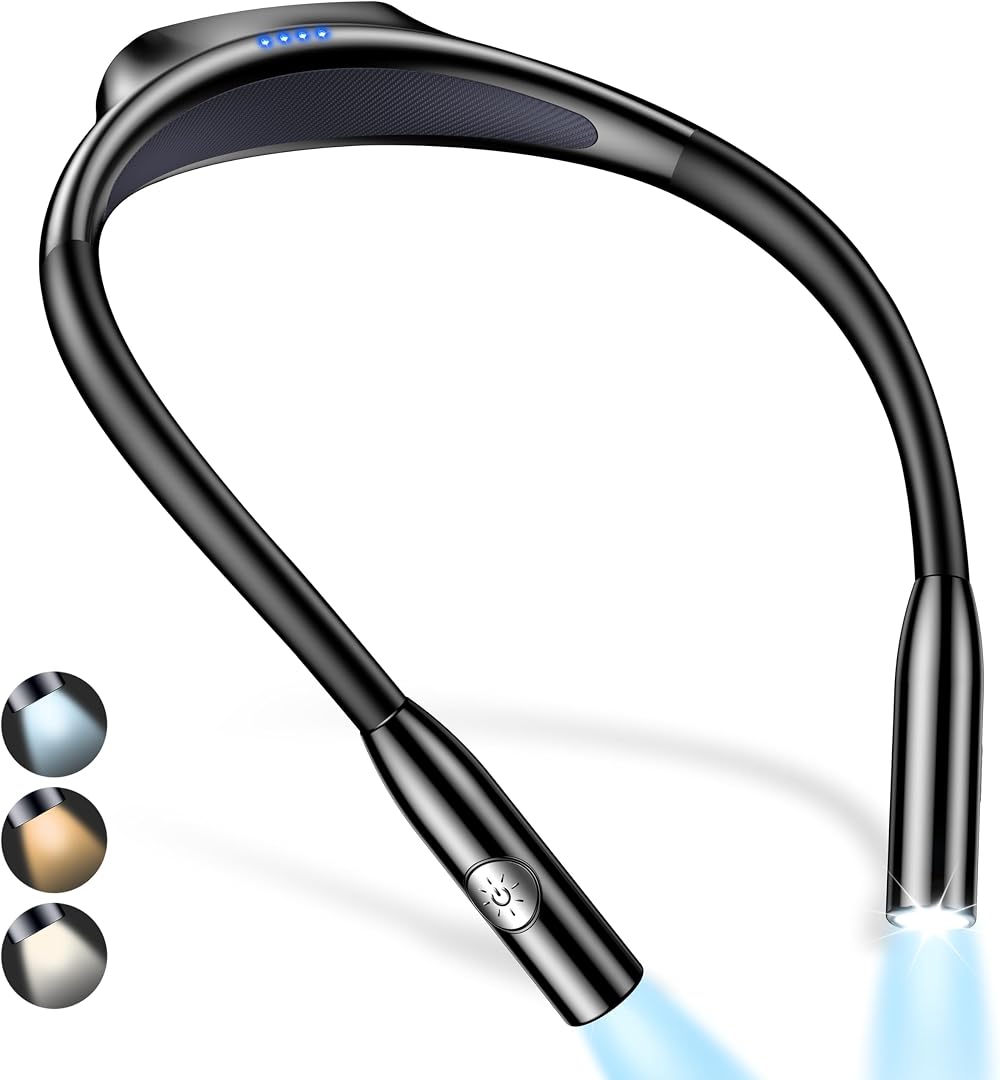 Gritin Neck Reading Light Rechargeable Eye Care 3 Colors Stepless Dimming