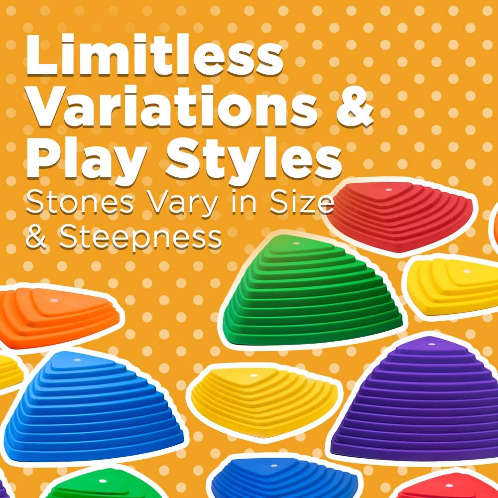 LITTLE CHUBBY ONE Stepping Stones - Kid Friendly Balance Blocks - 11 Piece Set Slip Resistant Durable Plastic Teaches Kids Balance and Coordination: Toys & Games