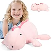 BESTVIVE 3.5lbs Weighted Dinosaur Plush 24 Inch,Pink Soft Stuffed Dino Weighted Plush Animal Dinosaur Throws Pillows