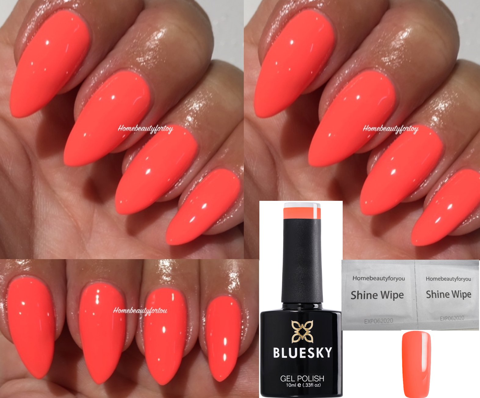 Bluesky Gel Nail Polish Summer Coral Bright Neon Coral Nail QX1631 UV LED Soak (Requires Drying under LED/UV Lamp)