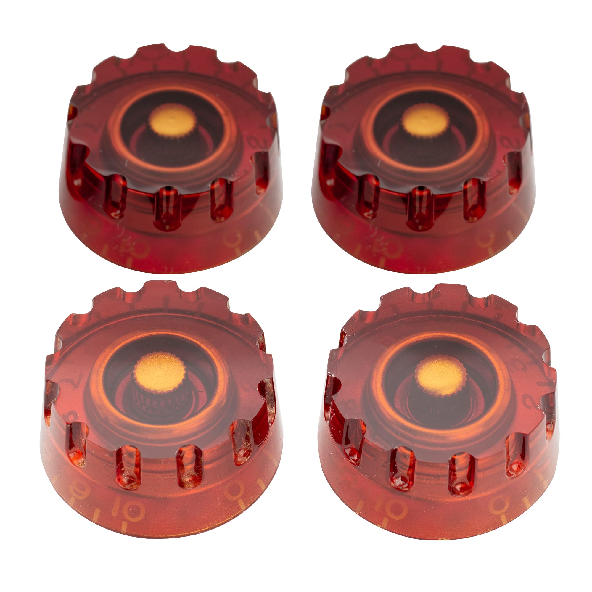 Musiclily Pro Inch Size Knurled Guitar Control Speed Knobs Compatible with USA Made Les Paul Style Electric Guitar,Amber (Set of 4)