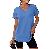 XIEERDUO Womens Workout Tops Short Sleeve Shirts Sun Protection UPF 50+ Quick Dry Outfits for Hiking Running V Neck S-3XL