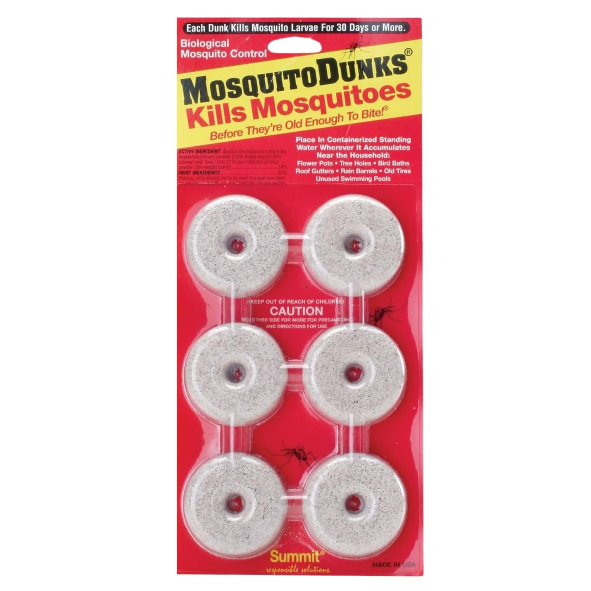 Summit Responsible Solutions 110-12 Mosquito Dunks, 6-Pack - Environmentally Friendly, Long-Lasting Mosquito Control for Standing Water and Garden Ponds