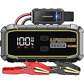 LIFMOCER GS300 Jump Starter - 3000A Car Battery Jump Starter for Up to 10.0L Gas and 8.0L Diesel Engines, 12V Portable Jump Box with Storage Case USB Quick Charge, and LCD Display