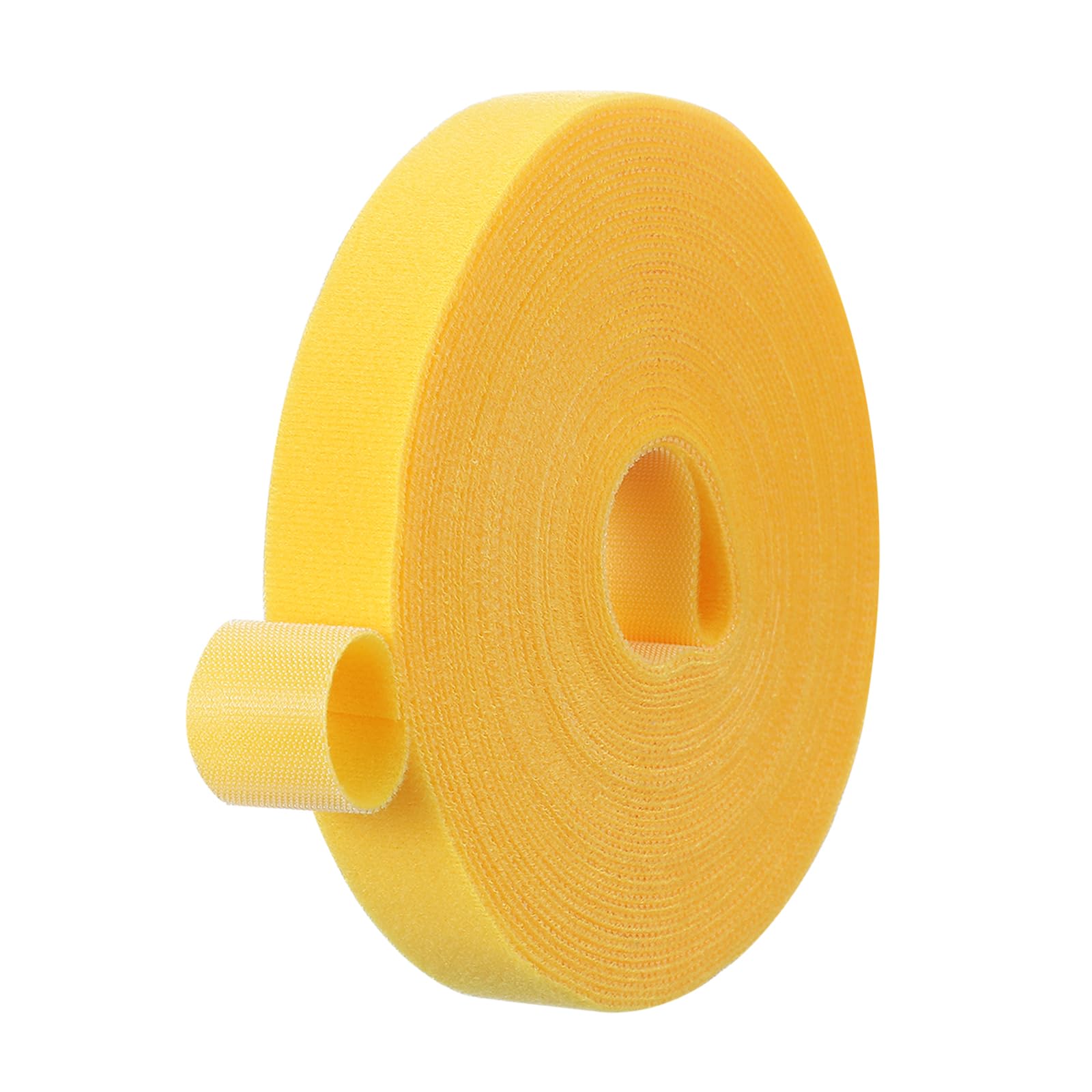 PATIKIL 0.8IN x 33FT Hook and Loop Tape, Double-Sided Nylon Strips Reusable Cable Ties Roll Multi-Purpose Cord Management Tape Wrap Fastener for Home Office, Yellow