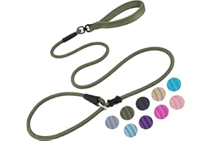 MOTAITY Slip Lead Dog Leash(6ft)，Strong Nylon Rope Leash Anti-Choking Anti-Pull and Outdoor Walking Training Lead for Small Medium Large Dogs (Army Green, 1/2"×6ft)