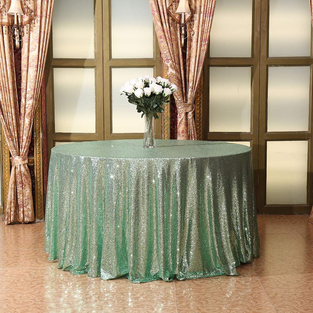 Best 70 inch round mint green table cloth