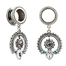 KUBOOZ Fashion Opal Dangle Pendant Ear Piercings Jewelry Stainless Steel Flare Ear Plugs Tunnels Gauges 6mm