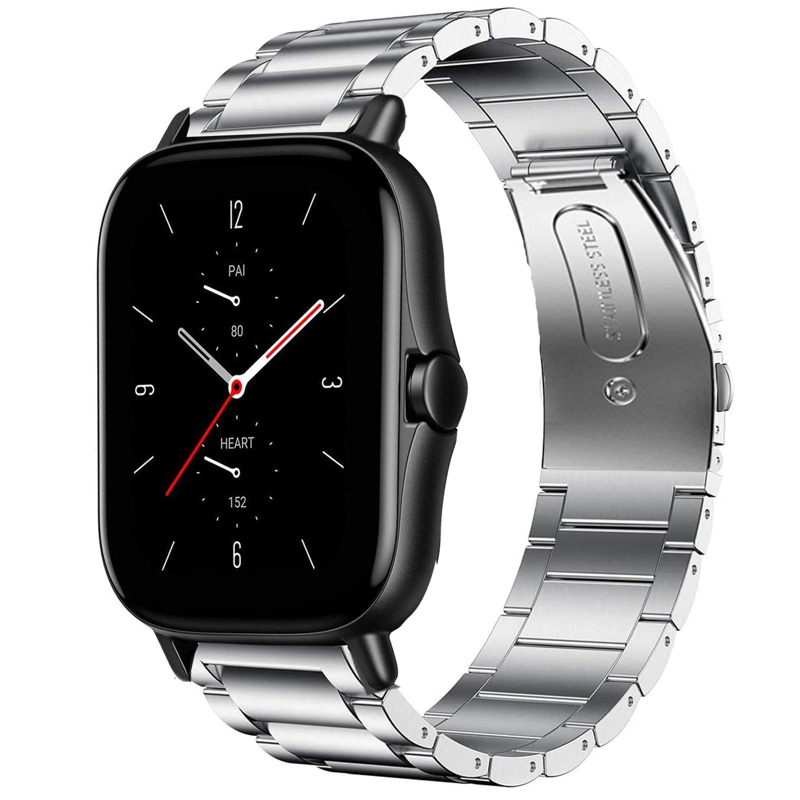 Giaogor Compatible for Amazfit GTS 2 Mini Band, Quick Release Stainless Steel Metal Replacement Straps Compatible with Amazfit GTS 2 / GTS 2 Mini Smartwatch (Silver)