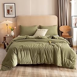 ROSGONIA Queen Comforter Set Olive Green, 3pcs