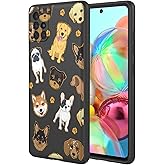 HTXWXJC Phone Case for Galaxy A71 4G Case, Samsung A71 4G SM-A715 Case Shockproof Flexible Bumper TPU Soft Case Dog Pattern Phone Cover for Samsung Galaxy A71 4G Black Dog