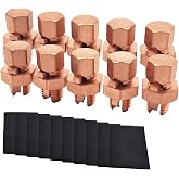 MOKIKUBA 10PCS Split Bolt Connectors Copper Grounding Wire Clamps with 10pcs Heat Shrink Tube for Completing Ground Bonding (Wire 4AWG - 10AWG)