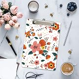 Hnogri A4 Clipboard Red Flowers Low Profile Clip High-Gloss PP Plastic view 4
