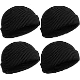 SATINIOR 4 Pieces Trawler Beanie Watch Hat Roll up Edge Skullcap Fisherman Beanie Unisex