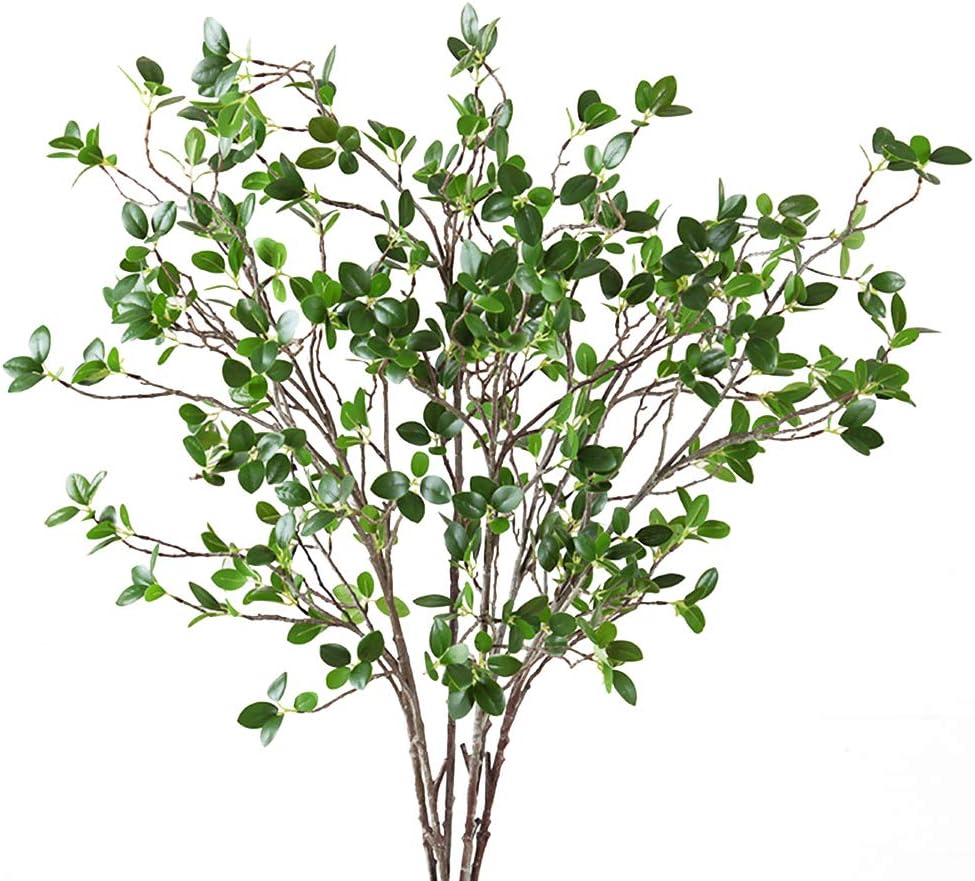 Ivalue 42" Artificial Plants Eucalyptus Branches Pack of 3 Greenery Long Stem Ficus Twig Plants for Home Wedding Decoration