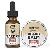 Beard Oil and Balm Set - Softer, Smoother, Moisturized Beard Care - Cedarwood Scent Gift for Men