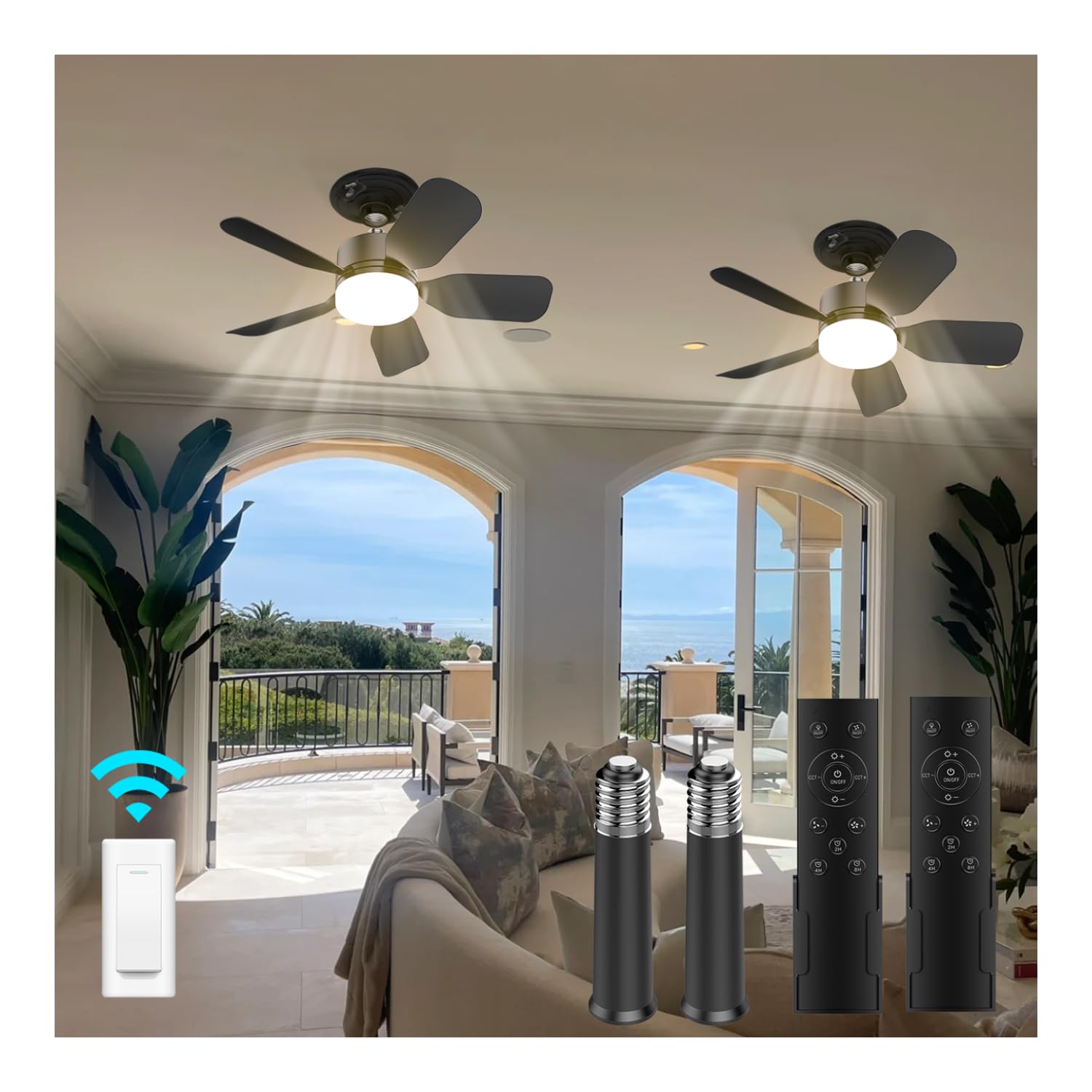 Photo 1 of aupuslite 2 Pack 20" Socket Fan Light with Remote, 30W 2000 Lumens, 3 Colors 3000-6000K Screw in Ceiling Fan in Light Socket 6 Speed Wind Small Ceiling Fan for Bedroom, Living Room, Kitchen, Garage