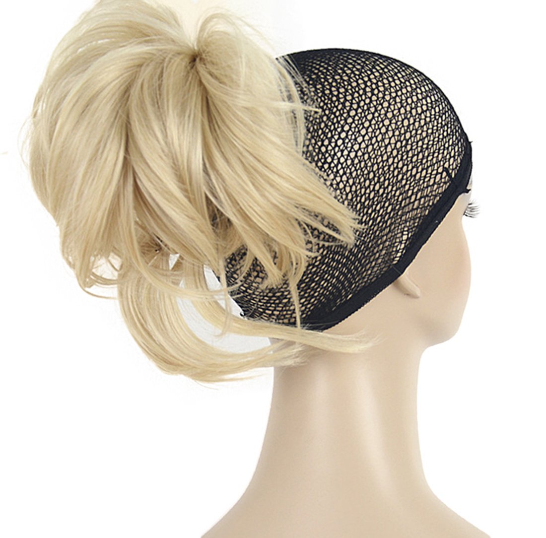 Lydell Adjustable Messy Style Ponytail Hair Extension Synthetic Hair-Piece with Jaw Claw (26 Bright Golden Blonde)