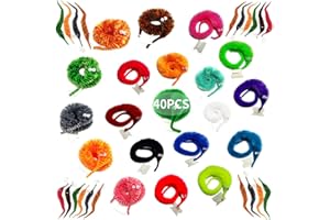 SHENGSEN 40Pcs Fuzzy Worm Toys, Magic Fuzzy Worms on String Bulk Trick Toy Carnival Kid Party Favors for Kid Cat (20 Colors)