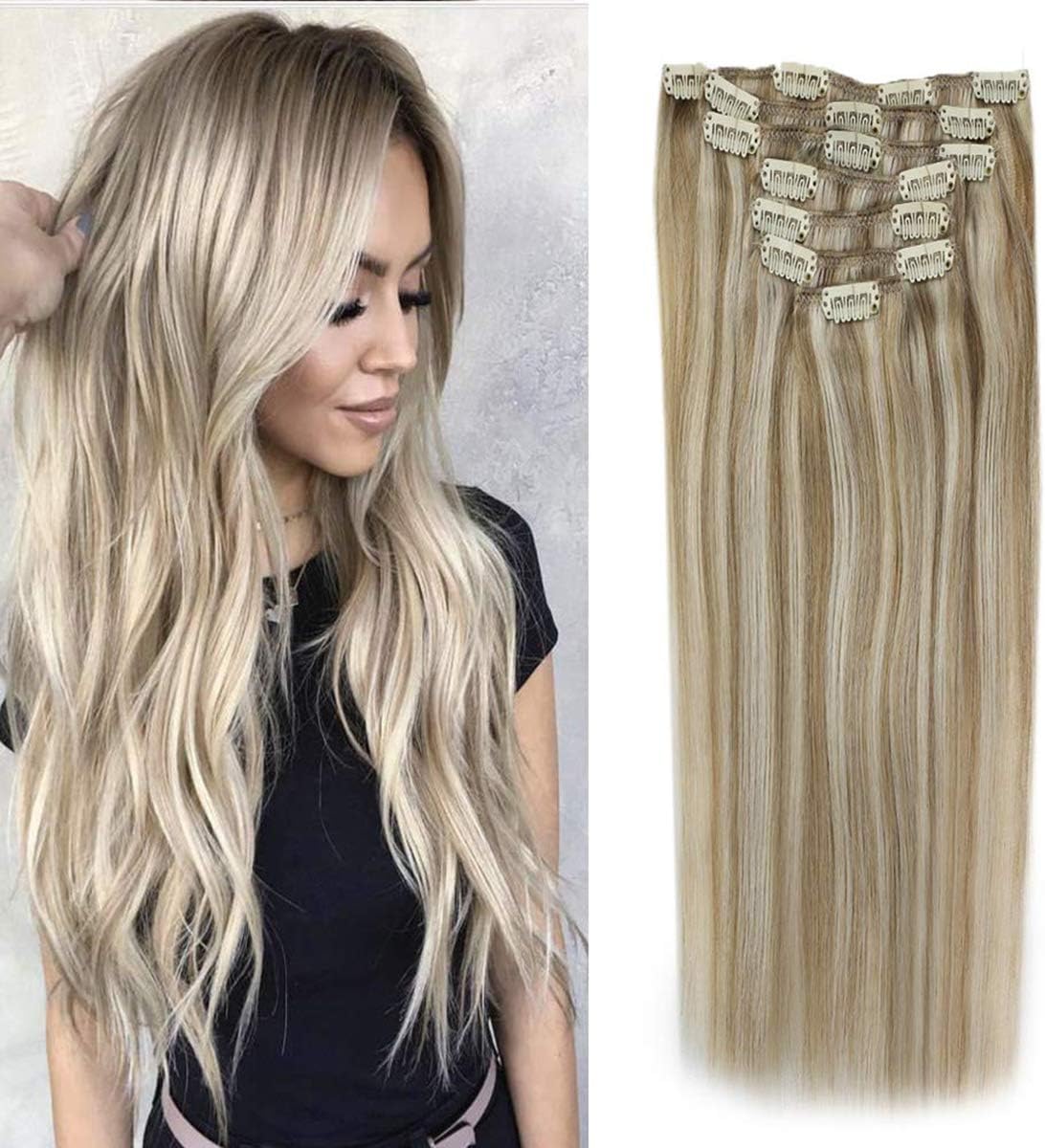 Sunny 18 pollice Highlight Extension Clip Capelli Veri Biondo Dorato a