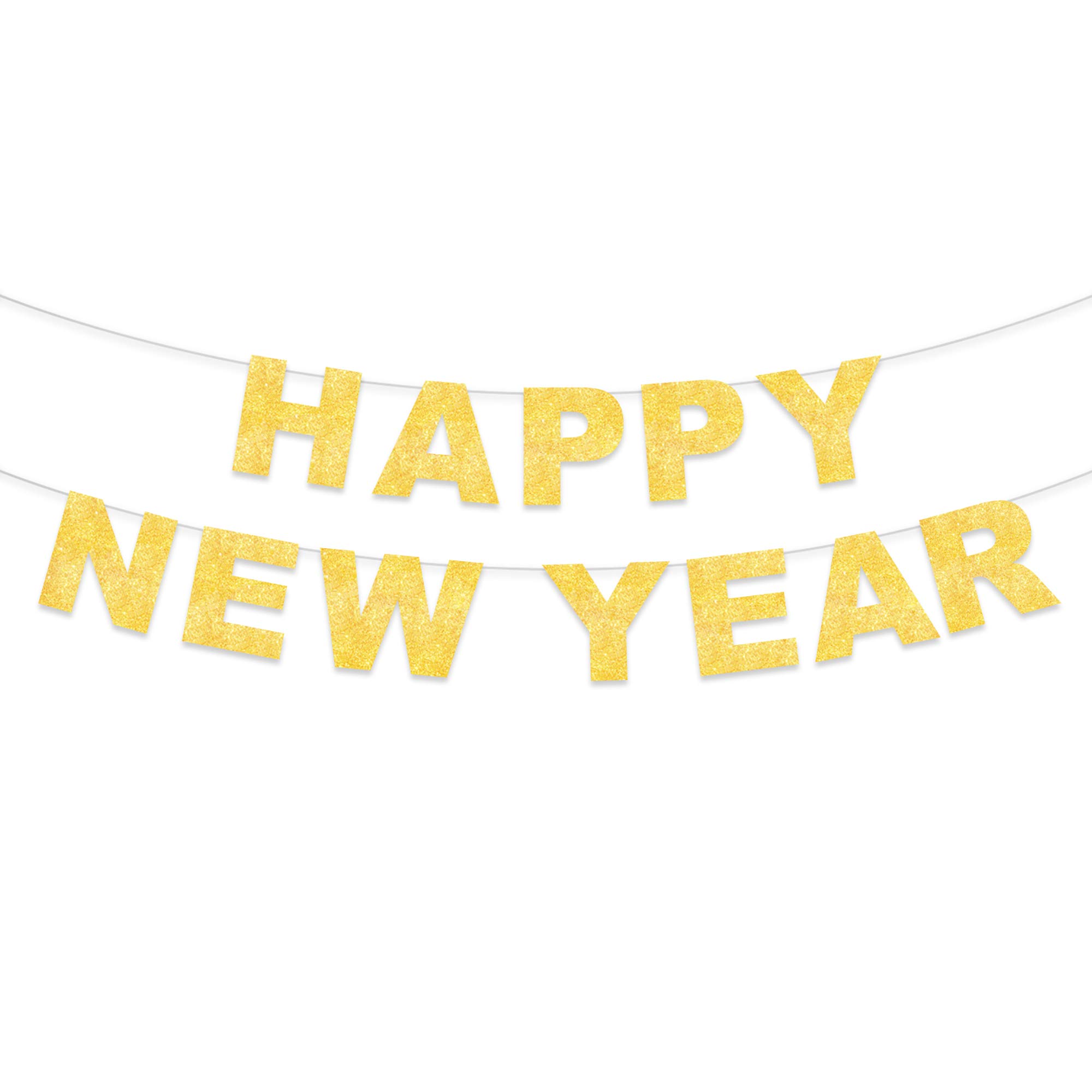 LINGPAR Highly Recommended Happy New Year Banner - Cheers to 2020 New Year Gold Glitter Decorations Sign