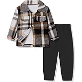 Crazyme 3Pcs Toddler Boy Clothes Plaid Shirt & White T-Shirt & Pants Boys Fall Outfits Clothing Set for Kids 6M to 6Y