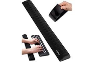 i-Rocks Memory Foam Keyboard Wrist Rest - Pain-Reducing, Non-Slip Rubber Base Wrists Rest Support - Cooling Ergonomic Laptop & Computer Keyboard Pad for Long Hours of Work, Studying, Gaming - Black