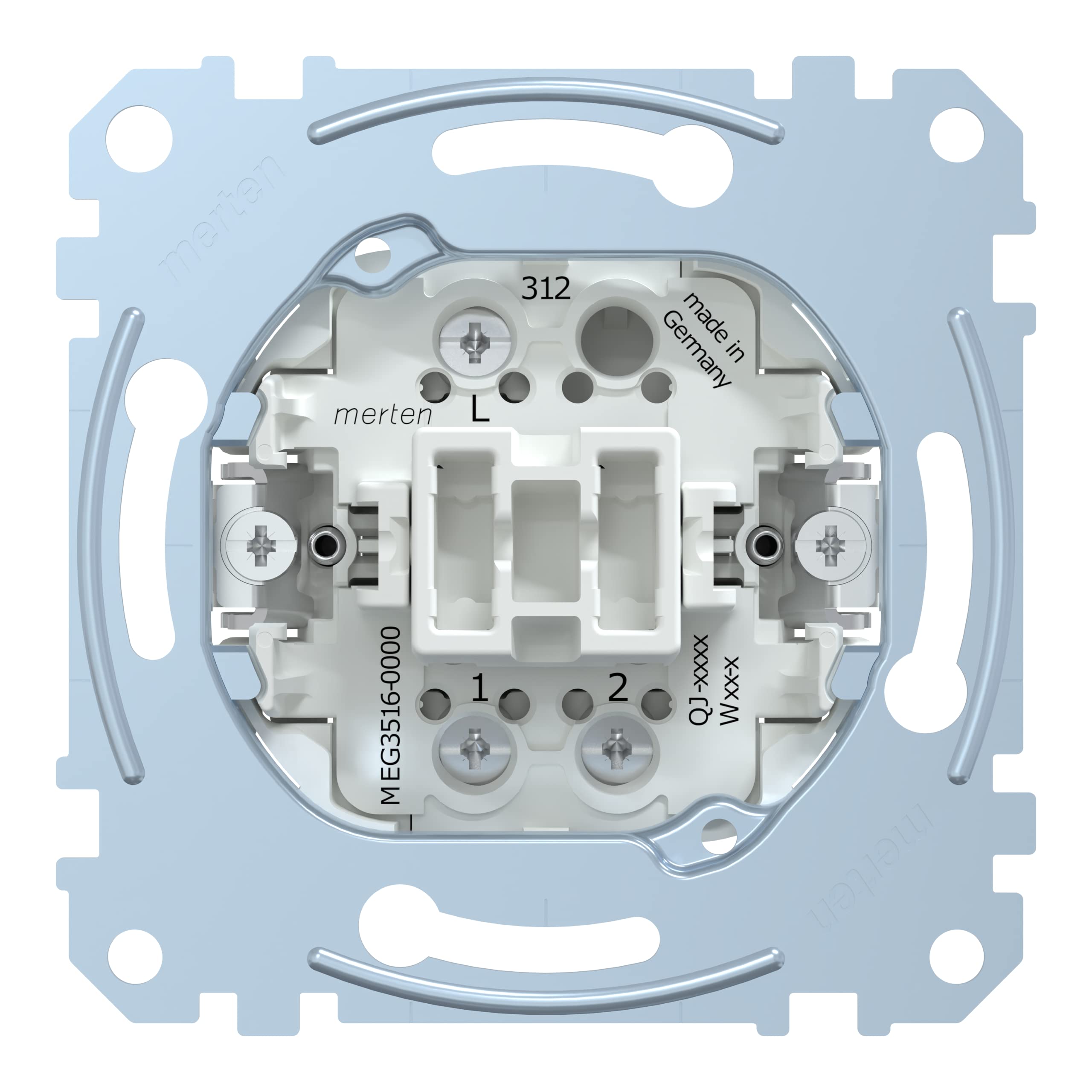 Merten MEG3516-0000 on/Off Control Switch, 1-pin, 16 AX 250 V, AC Screw-Type Lift Terminal