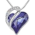 Leafael Valentine's Day Gifts Necklaces for Women, Infinity Love Heart Pendant with Birthstone Crystals, Silver Plated 18 + 2 inch Chain, Birthday Jewelry for Wife, Girlfriend, Mom, & Her