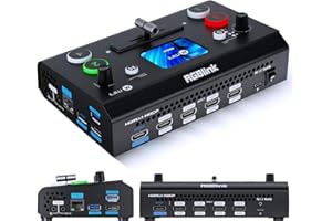 RGBlink Mini V3 Video Switcher with Customizable Features via TAO Cloud – 4K HDMI Switcher, 2.1" Touch Screen, Multi-Cam Live Streaming, Dual HDMI Output, Recording & PTZ Control