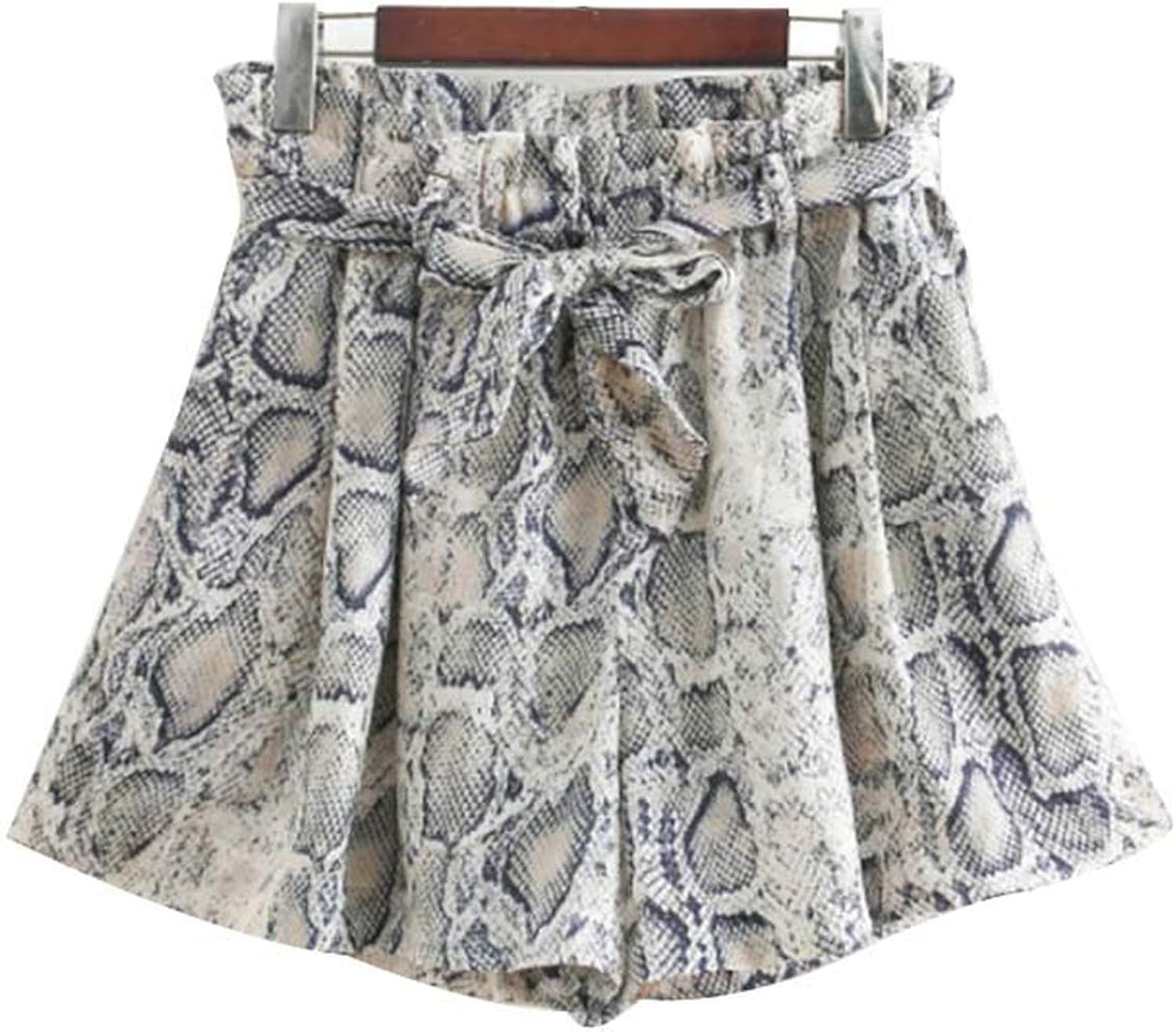 snake print paperbag shorts