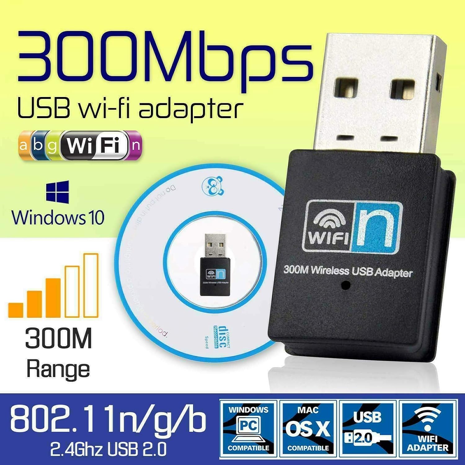 Multibao 300Mbps Wireless Network USB WiFi Dongle 802.11 B/G/N Adapter for PC Laptop compatible with Windows XP/VISTA / WIN7 / WIN 8 / WIN10 / MAC/LINUX - Image 3