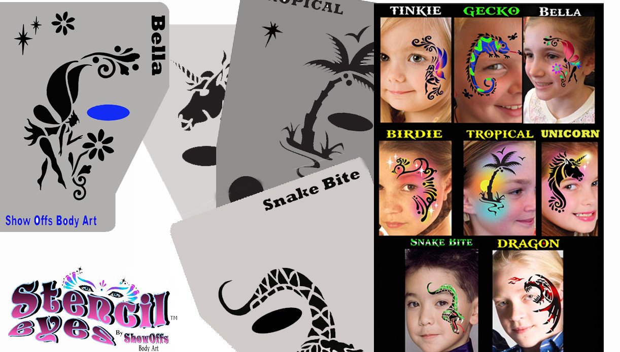 Face Painting Stencils StencilEyes Set of 4 Full Face Boy's Favorites Beauty