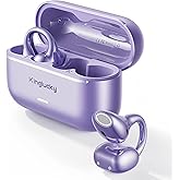 2026 NEW Open Ear Clip-On Earbuds, Semi-in-Ear Headphones No Ear Pain, Secure Fit for Running, Focused Sound for Work, Bluetooth 6.0, ENC Mic, 50H Playtime, IP56 Waterproof for Workout, Purple