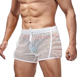 FIROTTII Mens Mesh Shorts Sexy Boxers See Through