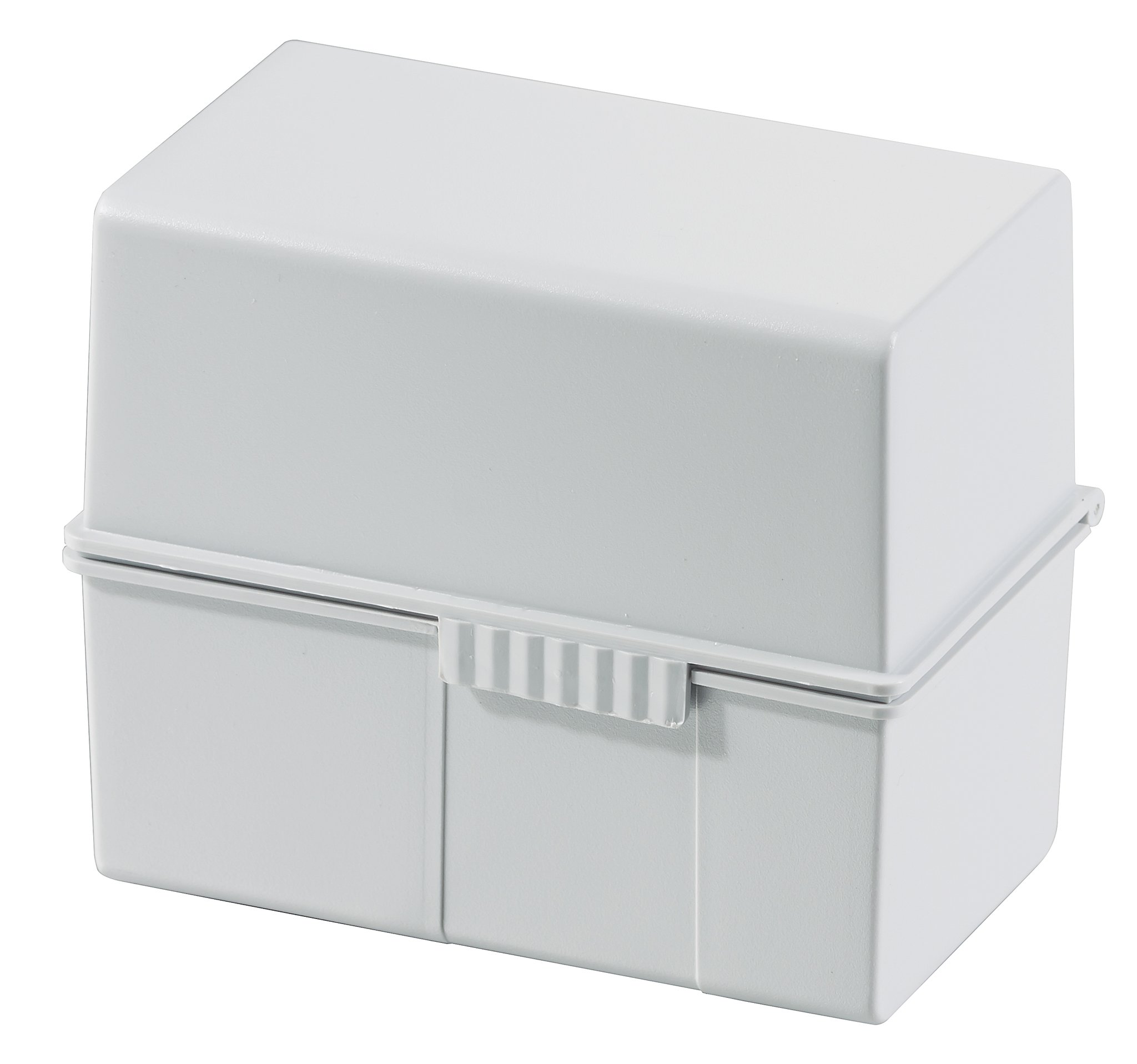 HAN 976-11, Card index box A6 landscape. Innovative, attractive design holds a maximum of 400 cards with steel hinge, light-grey - various colours to choose from