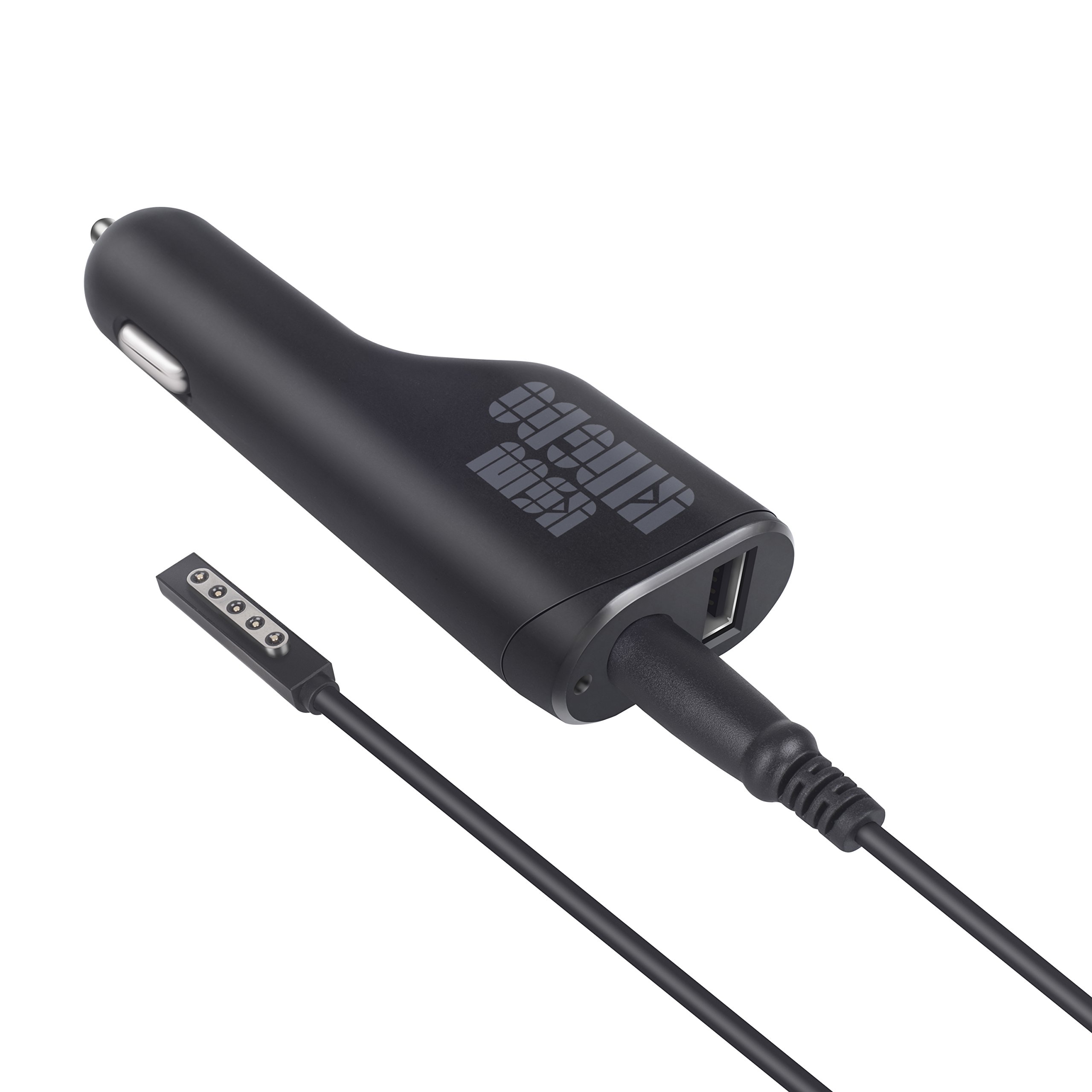KSW KINGDO Surface Car Charger Power Supply Adapter 48W 12V 3.6A for Microsoft Surface Pro 1 Pro 2 & RT with 2.0 USB Port 4.8Ft Power Cord Including a Carrying Pouch