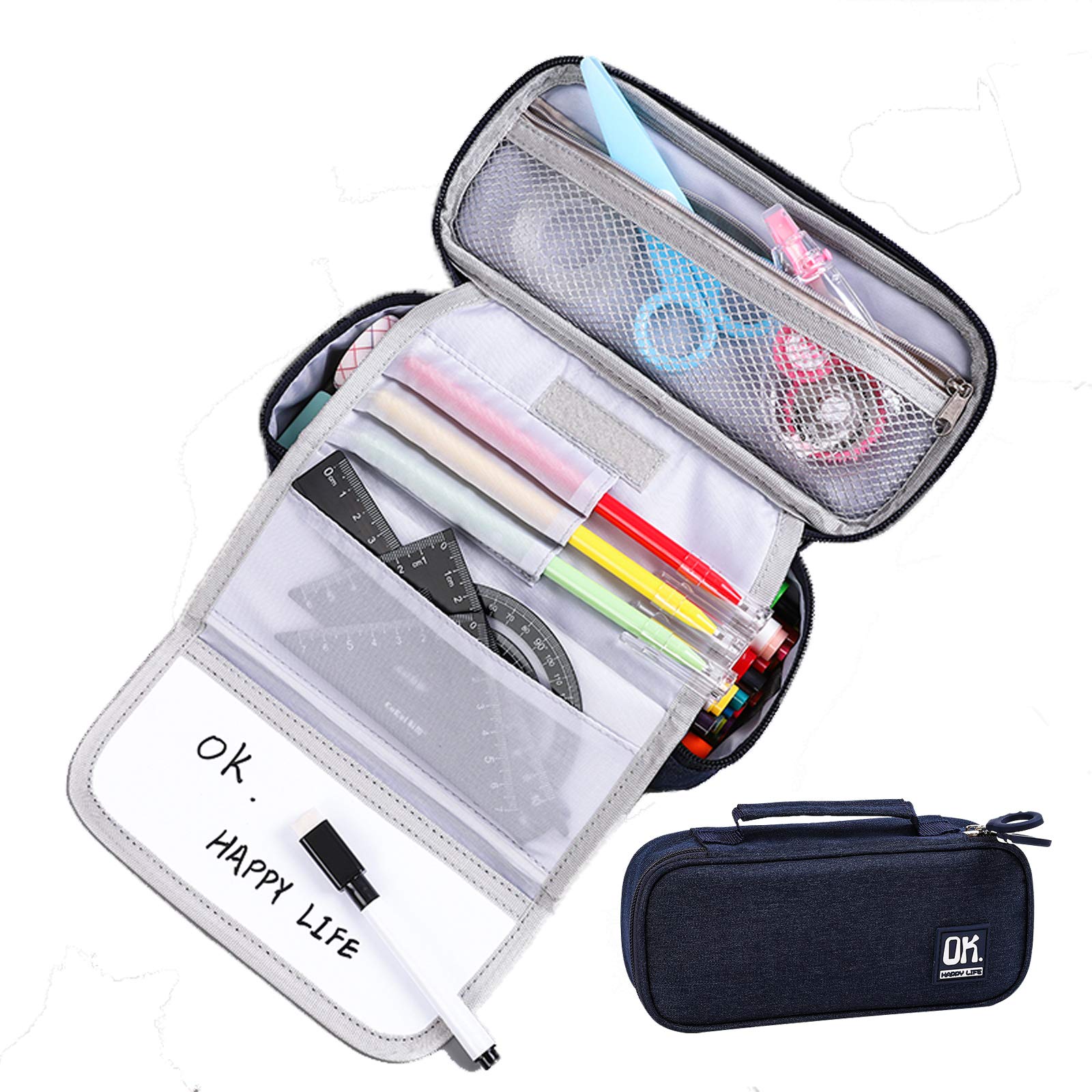 Big Capacity Pencil Pen Case with Writing Board for Teenage Girls Boy Adult Office College School Large Storage High Capacity Bag