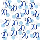 Blue Glitter 20 Confetti, 20th Birthday Number Confetti, 200pcs Anniversary Party Table Decoration Supplies