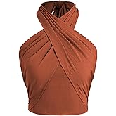 CIDER Cross Halter Shirred Back Crop Top