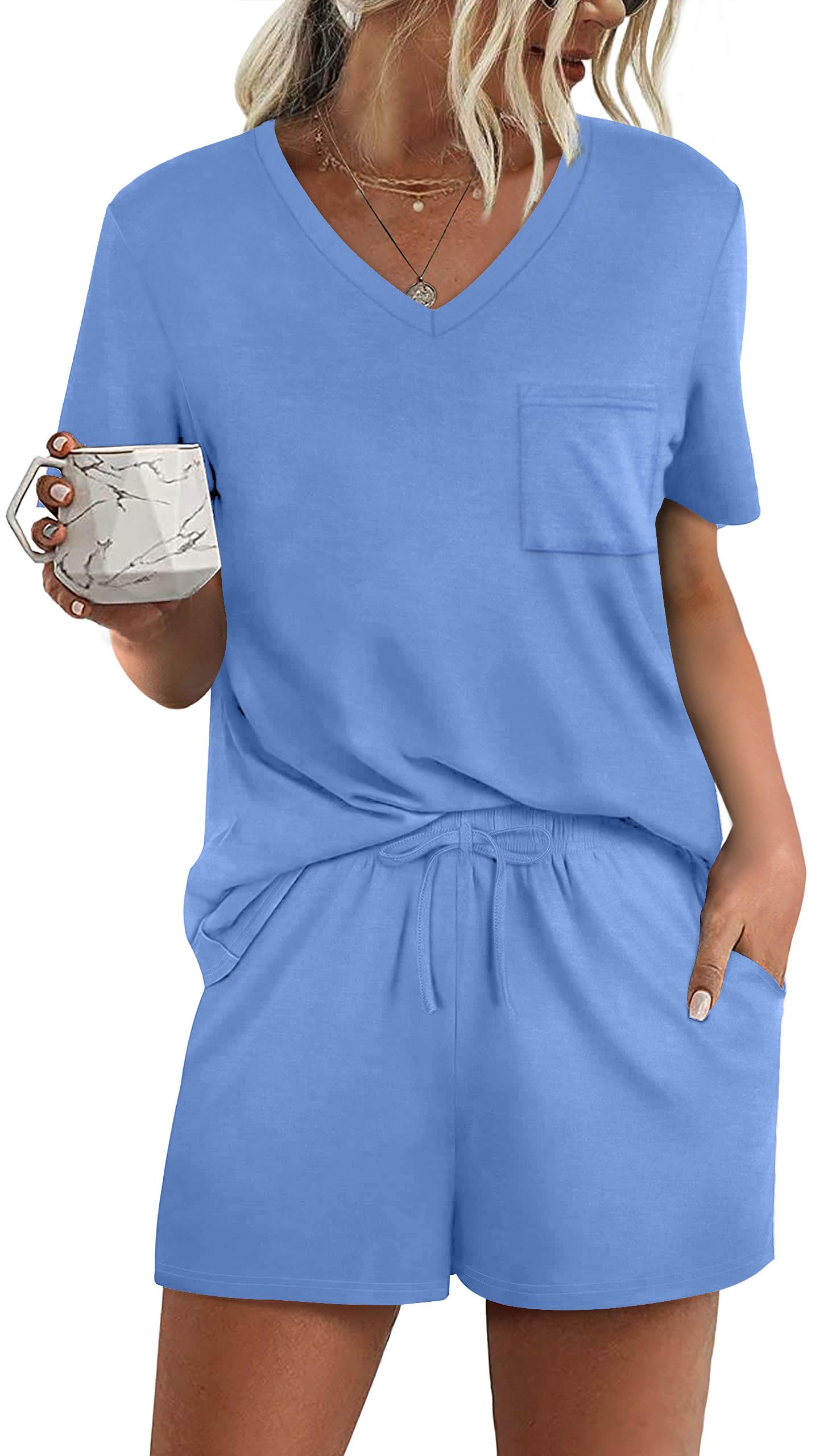RUBZOOF Women's Short Sleeve Pajama Sets with