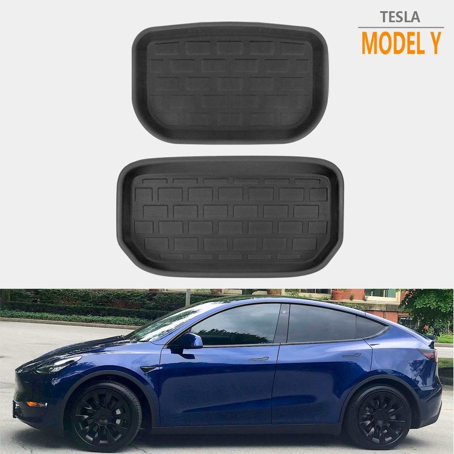 Tesla Model Y Frunk Mat & Rear Bottom Storage Trunk Liner, All Weather