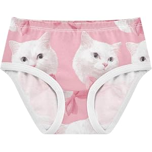 Wusikd Pink Bows White Cats Girls' Underwear Cotton Girls Briefs Soft Toddler Underwear 2T