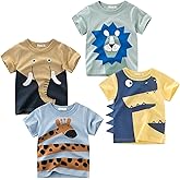 DEEKEY Toddler Boys Shirts Short-Sleeve Little Kids t Shirts Boys' Tops, Tees & Shirts Graphic TEE Age for 2-7 Years 4-Pack
