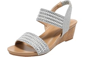 xaweyi Womens Sandals Platform Womens Open Toe Rhinestones Strappy Sandals Roman Ankle Strap Wedge Platform Sandals Shoes