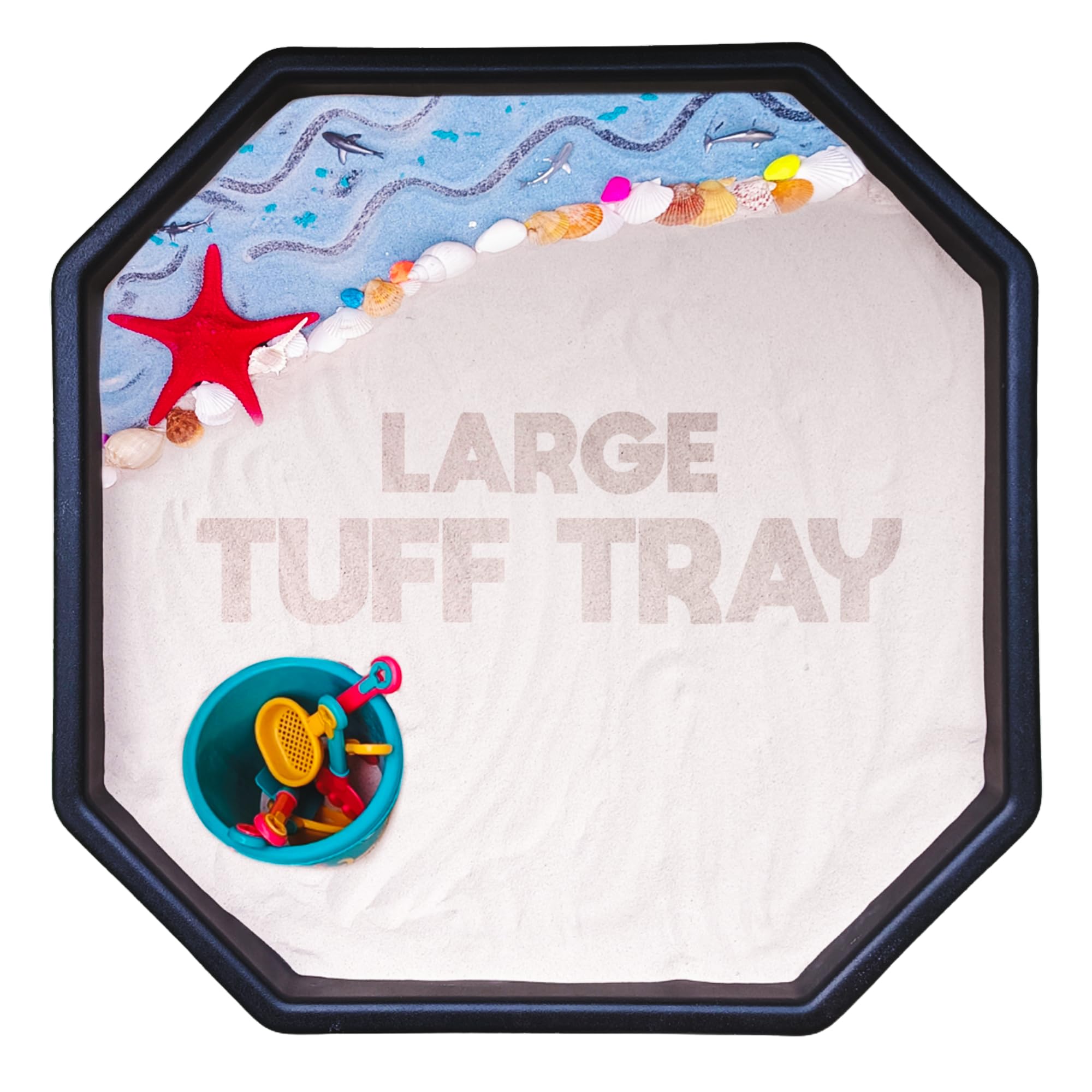 Photo 1 of Learning Through PLAYtrays Tuff Tray for Sensory Play (Large, Black) – Premium Textured Play Tray for Toddlers – Sand and Water, Sensory Bin for Preschool, Montessori, Classroom & Home