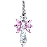 Rainbow Guardian Angel Crystal Suncatcher for Home/Car Decoration & Porch Decor & Hangings Crystal Glass Ornament for Valentines Day, Gift for Mom Women (Pink)
