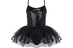 Zaclotre Girls Sequin Leotard Sparkly Strap Ballet Skirted Leotards Tutu Dress Ballerina Outfit Dance Costume for Kids