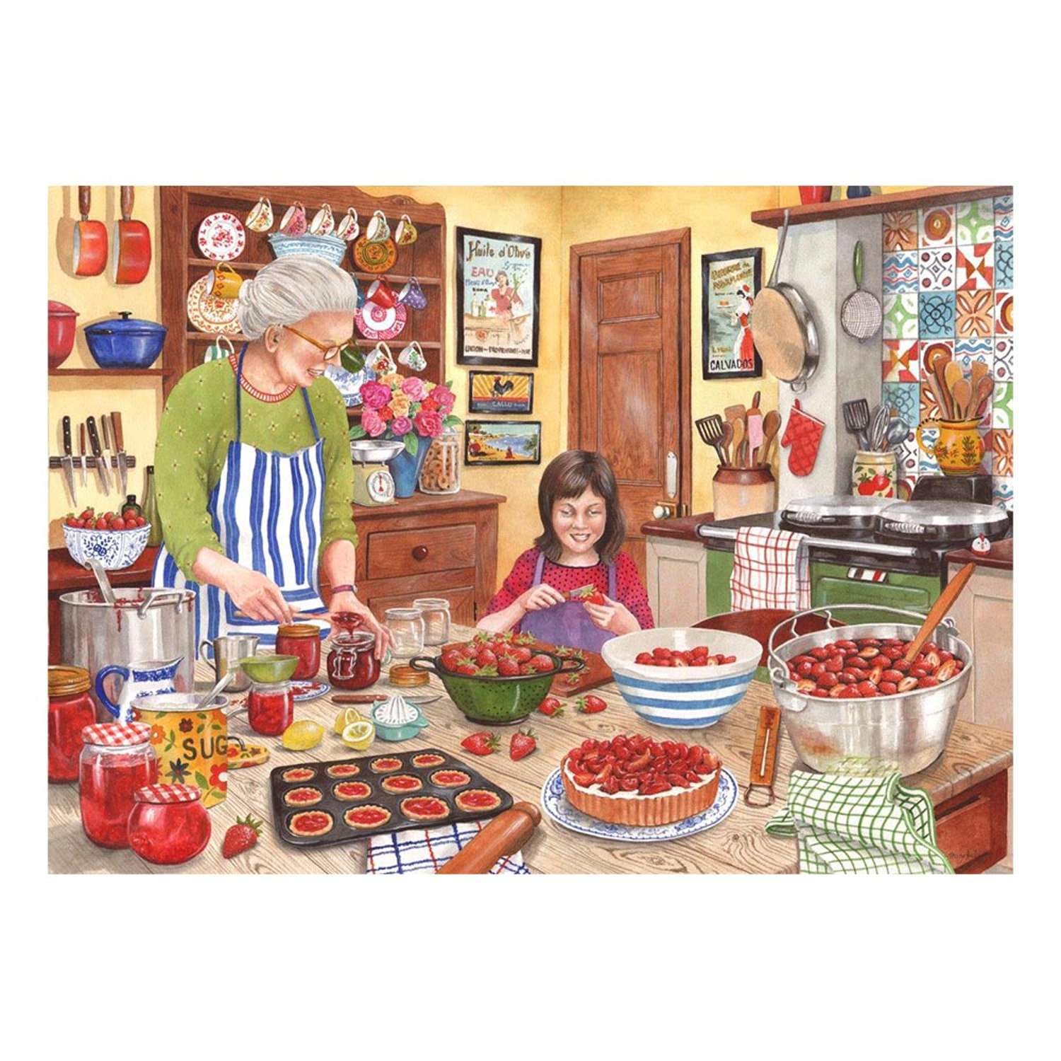 The House of Puzzles - Strawberry Jam Jigsaw - Big 250 Piece Jigsaws For Adults & Kids, Extra Large Pieces, Artist Illustrated, Scenic Landscape, Deluxe Puzzle Gifts
